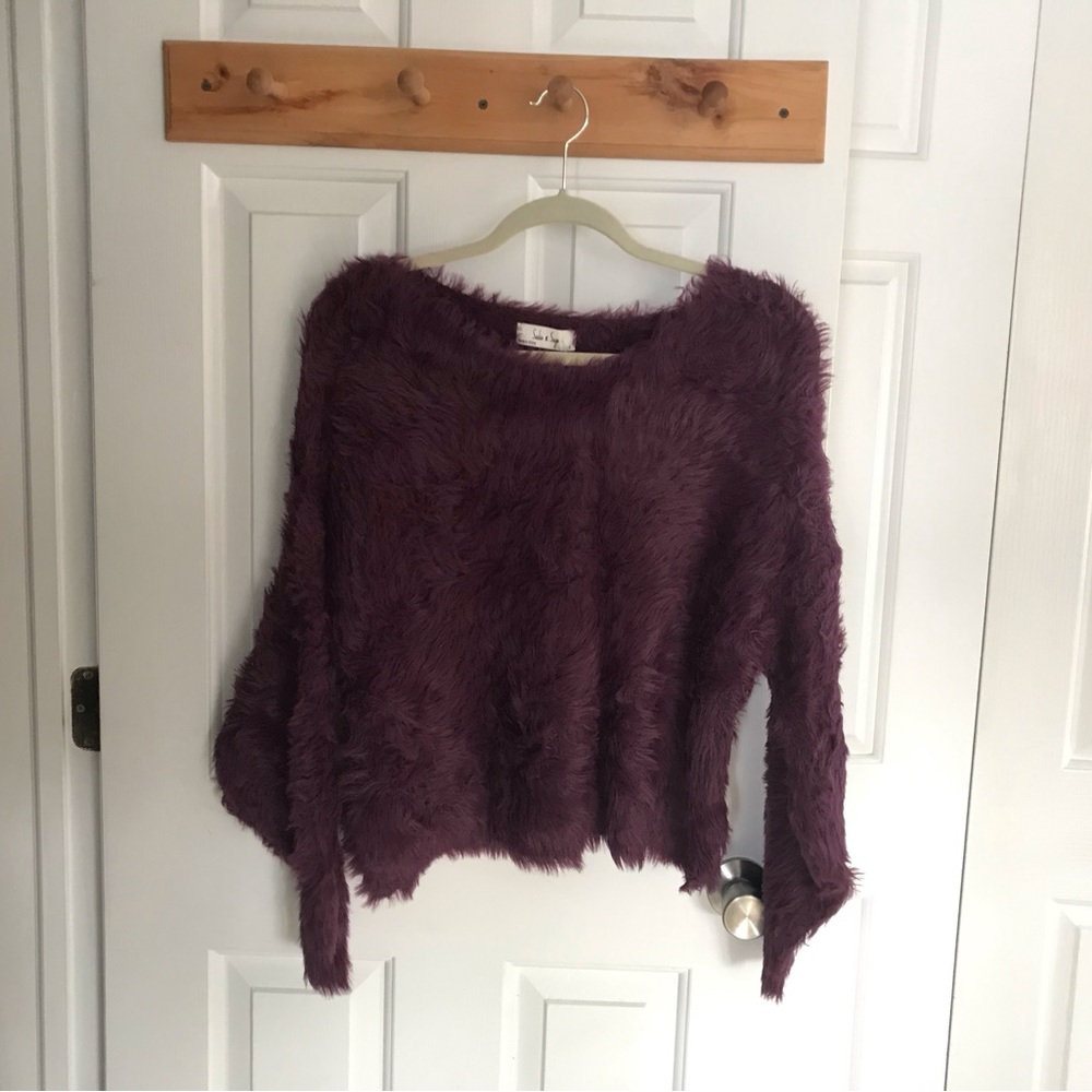 Sadie & Sage Plum Fuzzy Sweater